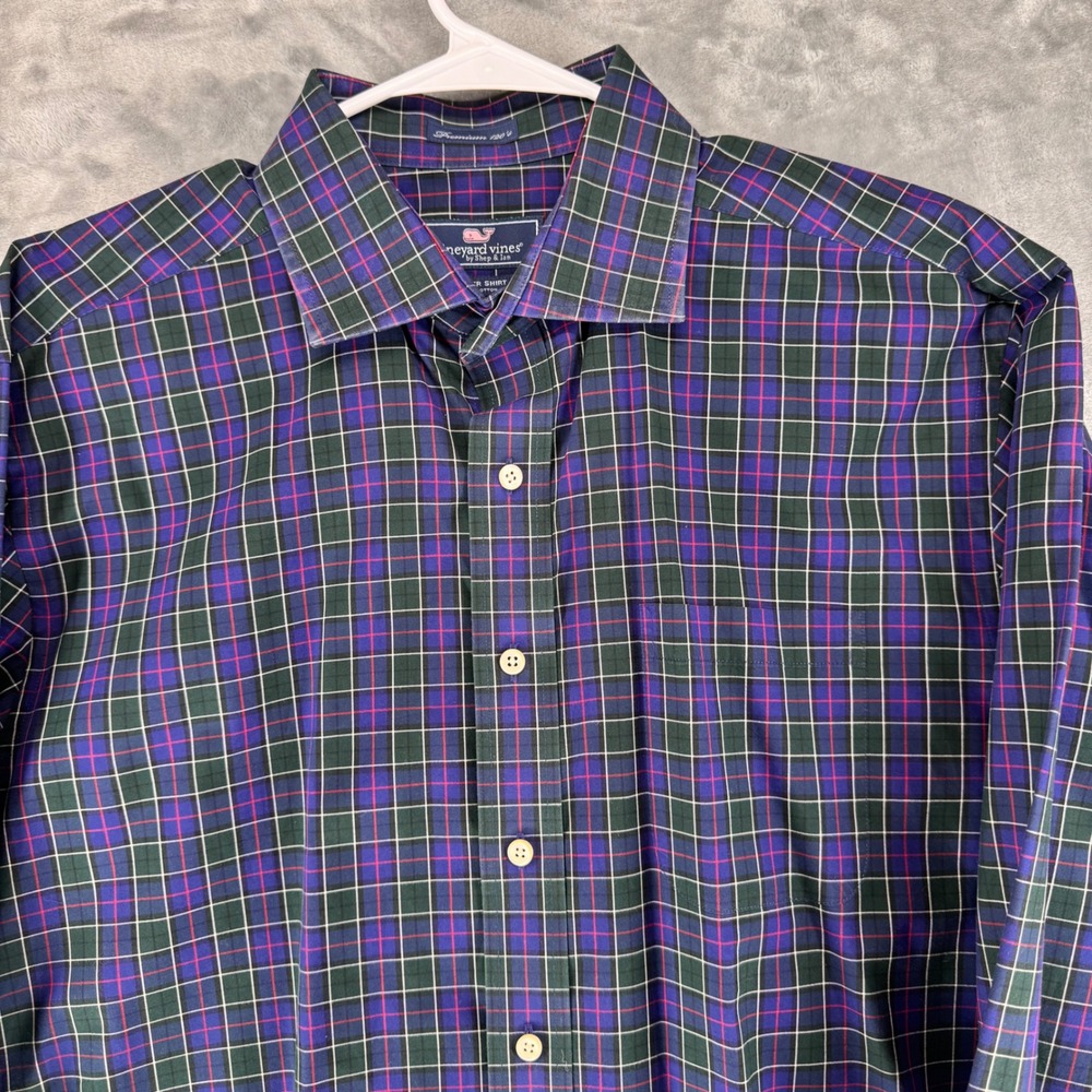 Vineyard Vines Cooper Shirt Mens Large Plaid Long Sleeve Button Down 100 Cotton